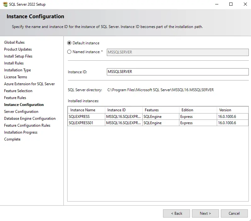 Instance Configuration SQL Server